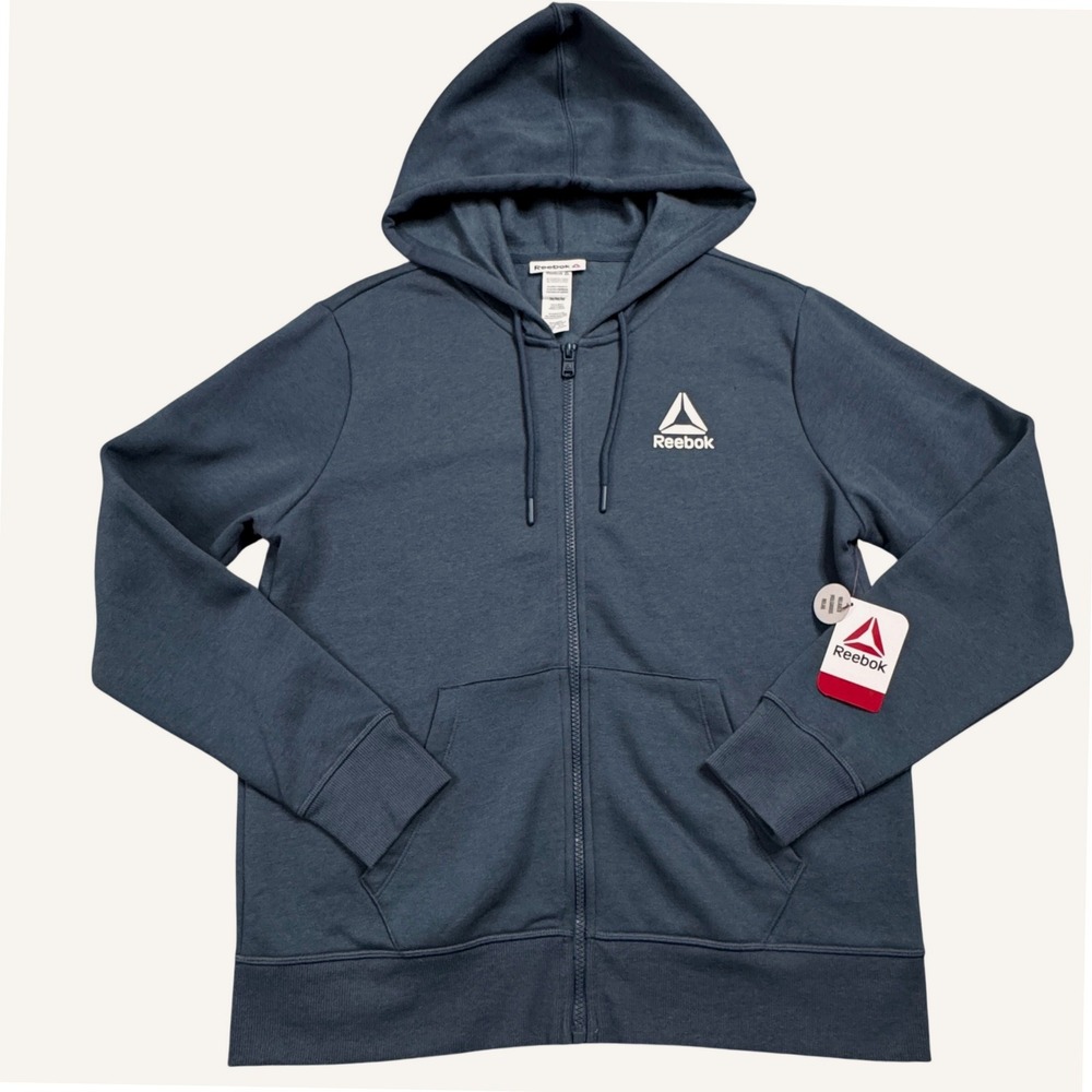 NWT Reebok Zip Up‎ Hoodie Dark Teal Green Heathered Athletic Casual Medium